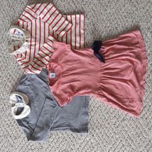 Petit Bateau stripes bundle! Size 4, 2 tops & dress